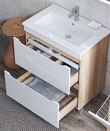 Vigo Мебель для ванной Grani 750-0-2 белая/дуб сонома – фотография-7