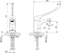 Lemark Смеситель для раковины Project LM4636C с локтевой ручкой хром – фотография-5