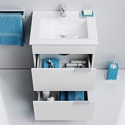 Aqwella Мебель для ванной Бриг 60 белая, 2 ящика, зеркальный шкаф – фотография-3
