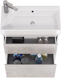 Dreja Мебель для ванной Slim 65 подвесная белая/бетон – фотография-10
