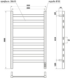 Point Полотенцесушитель электрический Селена П8 500x800 PN16858W белый – фотография-3