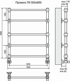 Terminus Полотенцесушитель водяной Прованс П5 500х650 – фотография-2