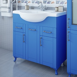 Sanflor Мебель для ванной Глория 85 R голубая матовая – фотография-4