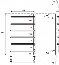 Point Полотенцесушитель электрический П6 500x800 PN08858 хром – фотография-3