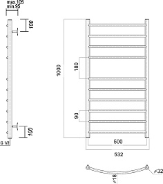 Domoterm Полотенцесушитель Калипсо П10 500x1000 хром – фотография-4