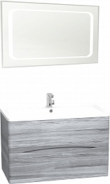 Водолей Мебель для ванной Adel 100 подвесная лиственница структурная контрастно-серая – фотография-1