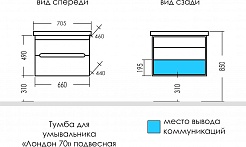 СанТа Тумба с раковиной Лондон 70 подвесная белая – фотография-7