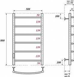 Point Полотенцесушитель электрический П6 500x800 PN04758 хром – фотография-3