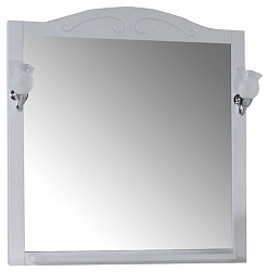 ASB-Woodline Зеркало для ванной Флоренция 85 белый/патина серебро, массив ясеня – фотография-1