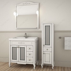 ASB-Woodline Зеркало для ванной Флоренция Квадро 80 патина, серебро, массив ясеня – фотография-5