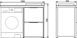 Comforty Тумба с раковиной Лозанна 120 под стиральную машину белая глянцевая – фотография-8