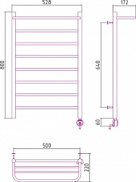 Стилье Полотенцесушитель электрический Формат 20 ТП 800х500 – фотография-2