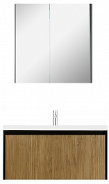 Velvex Мебель для ванной подвесная Klaufs 100 черная/дерево – фотография-1