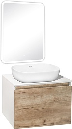 Runo Мебель для ванной Бари 60 Cuatro подвесная дуб крафт/белая – фотография-1
