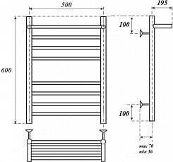 Point Полотенцесушитель электрический П7 500x600 PN10156SPE с полкой хром – фотография-4