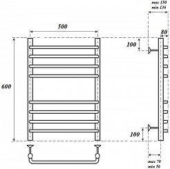 Point Полотенцесушитель водяной П8 500x600 PN09156S хром – фотография-3