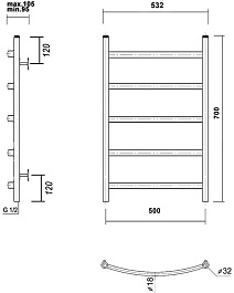 Domoterm Полотенцесушитель Калипсо П5 500x700 золото – фотография-3