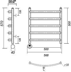 Domoterm Полотенцесушитель электрический Калипсо П5 500x500 EL золото – фотография-3