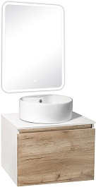 Runo Мебель для ванной Бари 60 Sole подвесная дуб крафт/белая – фотография-1
