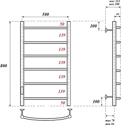 Point Полотенцесушитель электрический Афина П6 500x800 PN04758B черный – фотография-3