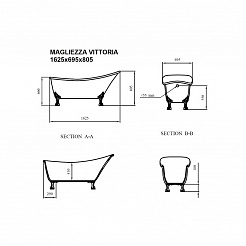 Фэма Акриловая ванна "Vittoria", ножки золото, покрытие RAL матовое – фотография-3