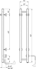 Domoterm Полотенцесушитель электрический Танго DMT 109-V2 14x92 EK R хром – фотография-4