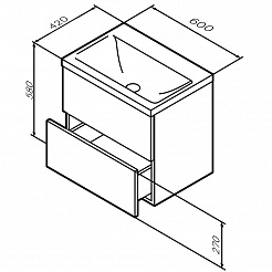 Am.Pm Мебель для ванной Gem 60 графит матовый, с 2 ящиками – фотография-6