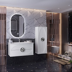 Opadiris Мебель для ванной Ибица 90 с овальным зеркалом подвесная белая/хром – фотография-3