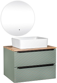 Runo Мебель для ванной Орлеан 70 Tre подвесная зеленая/дуб натуральный – фотография-1
