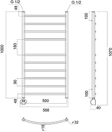 Domoterm Полотенцесушитель электрический Калипсо П10 500x1000 EL хром – фотография-4