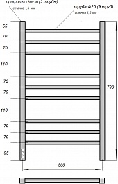 Point Полотенцесушитель электрический П9 500x800 PN70758B черный – фотография-3