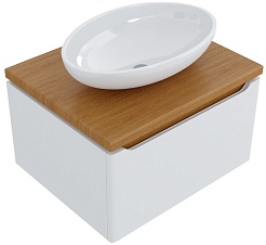 Mixline Мебель для ванной Виктория 60 L подвесная белая софт/дуб светлый – фотография-2