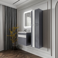 Бриклаер Мебель для ванной Берлин 60 оникс серый – фотография-3
