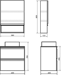 Comforty Тумба с раковиной Эдинбург 60 2 9111 подвесная бетон светлый – фотография-12