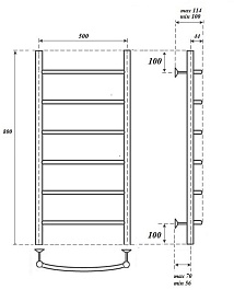 Point Полотенцесушитель водяной Афина П6 500x800 PN04158BR бронза – фотография-3