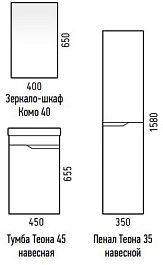 Corozo Мебель для ванной Теона 45 подвесная белая – фотография-12