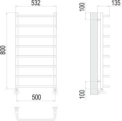 Terminus Полотенцесушитель водяной Стандарт П8 500x800 хром – фотография-3