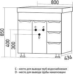 Mixline Тумба с раковиной Этьен 80 белая – фотография-5