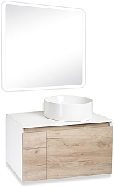 Runo Мебель для ванной Бари 80 Palla подвесная дуб крафт/белая – фотография-1