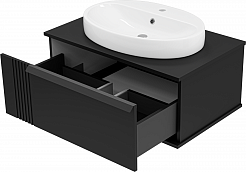 Brevita Тумба c раковиной Savoy 80 подвесная черная матовая – фотография-4