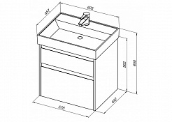 Aquanet Тумба с раковиной Nova Lite 60 2 ящика, дуб рошелье – фотография-8