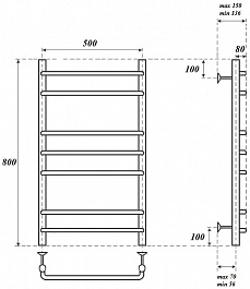 Point Полотенцесушитель водяной П7 500x800 PN09158 хром – фотография-3