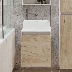 Runo Мебель для ванной Бари 40 R Duo подвесная дуб крафт/белая – фотография-3
