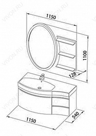 Aquanet Тумба с раковиной Опера 1-115 R с ящиком черная (169659) – фотография-3