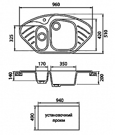 Granfest Мойка кухонная Corner GF-C960E Бежевый угловая – фотография-3