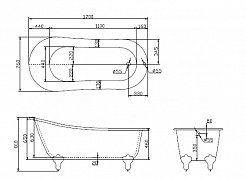 BelBagno Акриловая ванна BB06-1700-ORO, ножки BB-LEG-LION-ORO – фотография-4