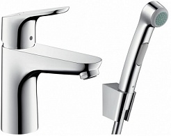 Hansgrohe Смеситель Focus 31927000 для раковины с гигиеническим душем, с донным клапаном Push-Open – фотография-1