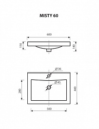 Misty Тумба с раковиной Джулия QVATRO 60 подвесная белая White – фотография-4