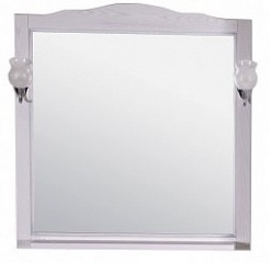 ASB-Woodline Зеркало для ванной Римини Nuovo 80 белый (патина серебро), массив ясеня – фотография-1