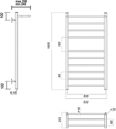 Domoterm Полотенцесушитель Медея СП П10 500x1000 золото – фотография-3